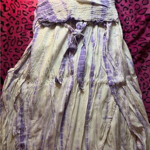 Purple and Cream Tie-Dye Maxi Dress